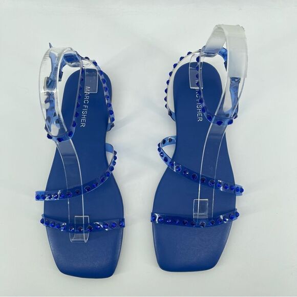Marc Fisher Fonoo Women’s Blue Rhinestone Embellished Strappy Sandals Size 8 - Picture 5 of 17